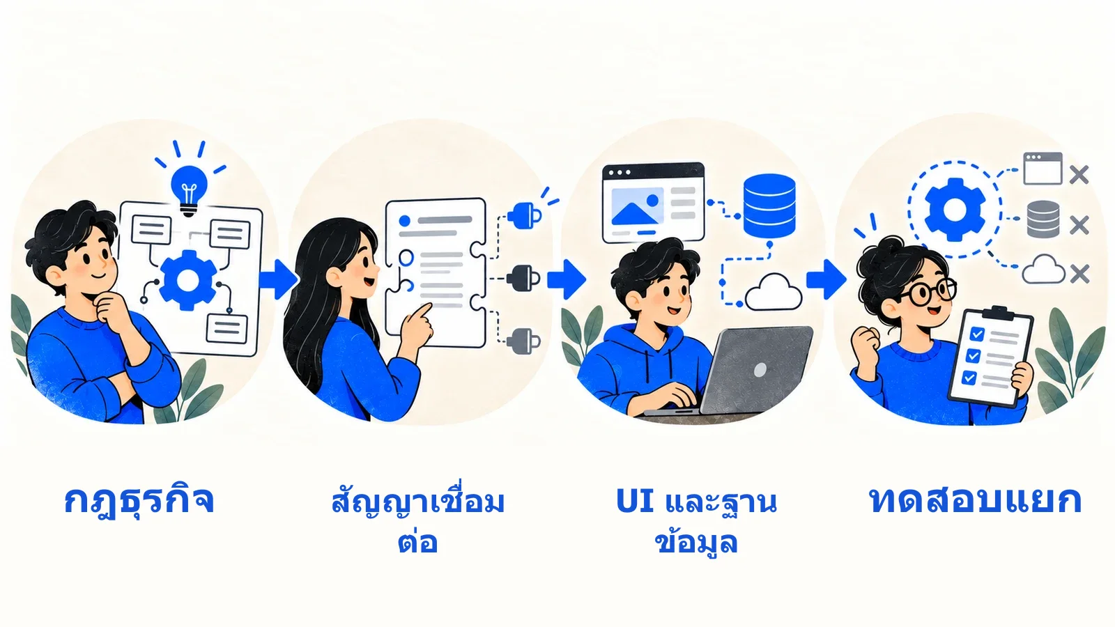กฎธุรกิจอยู่ด้านใน รายละเอียดการเชื่อมต่ออยู่ด้านนอก