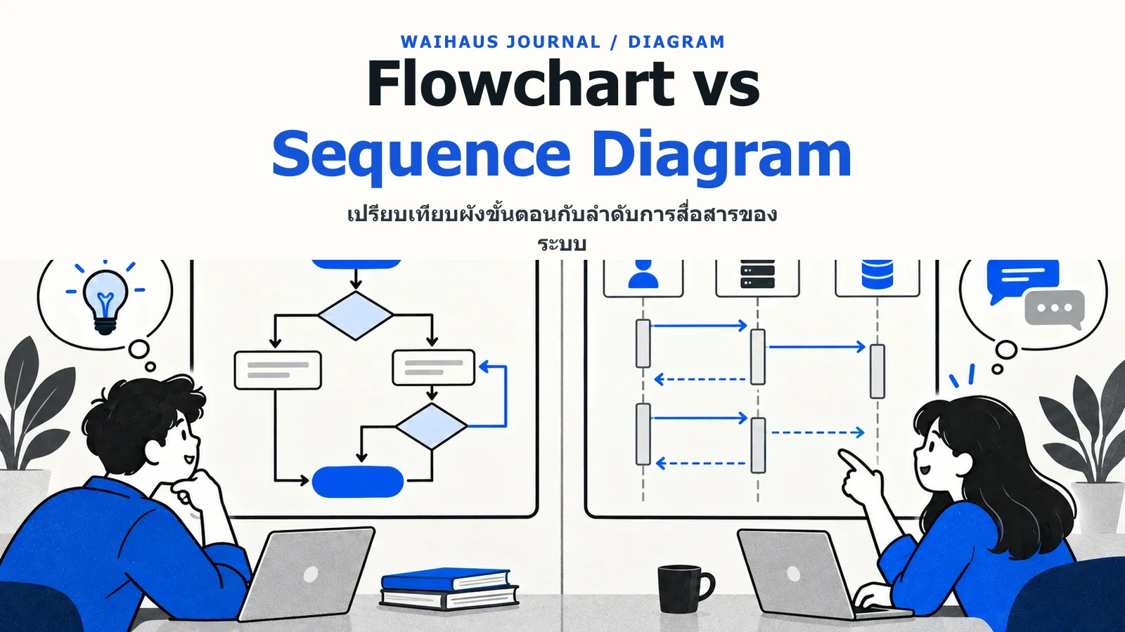 ภาพเปรียบเทียบผังขั้นตอนกับลำดับการสื่อสารของระบบ