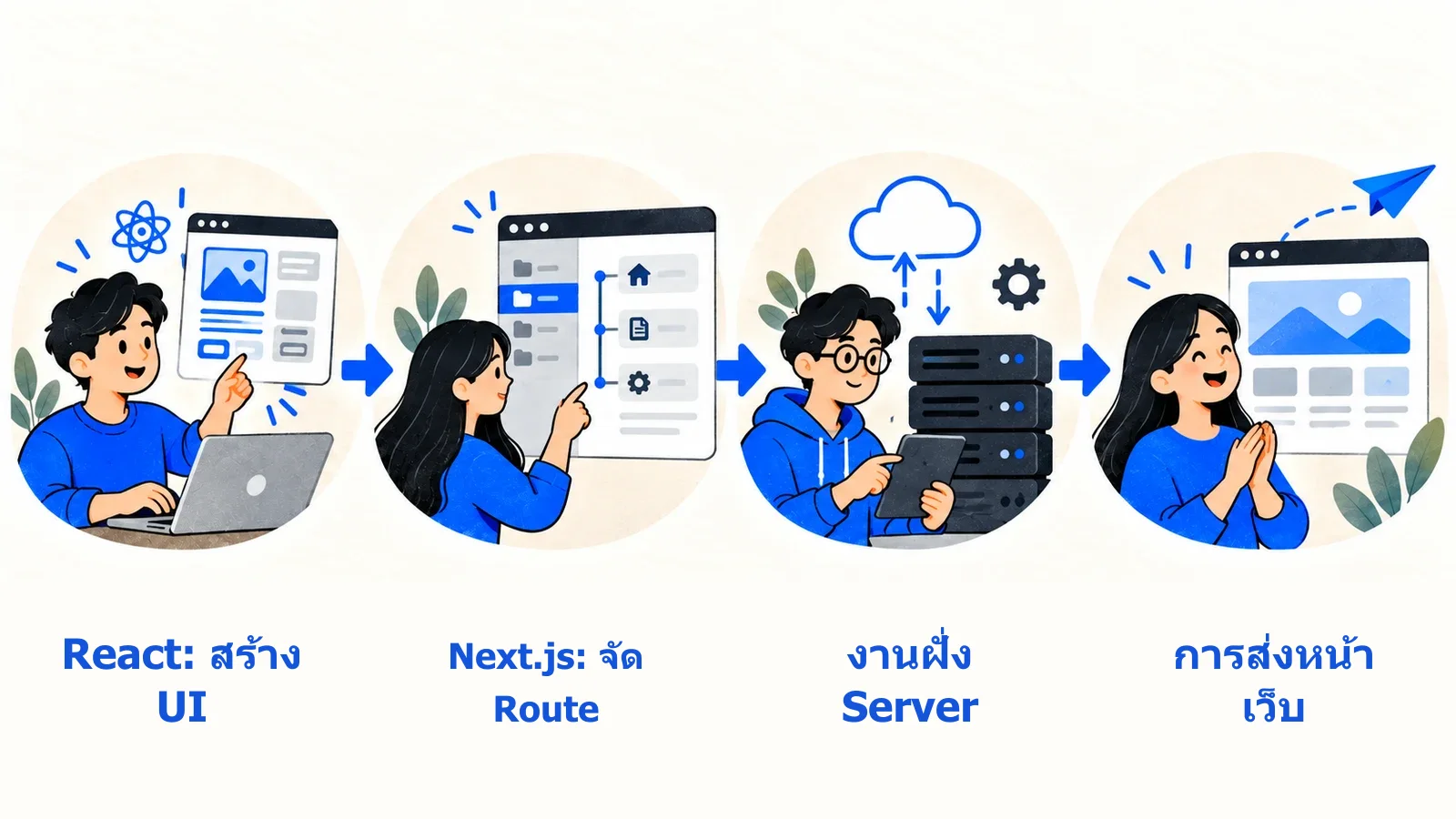 React UI อยู่ในขอบเขตแอปที่ Next.js จัดการ