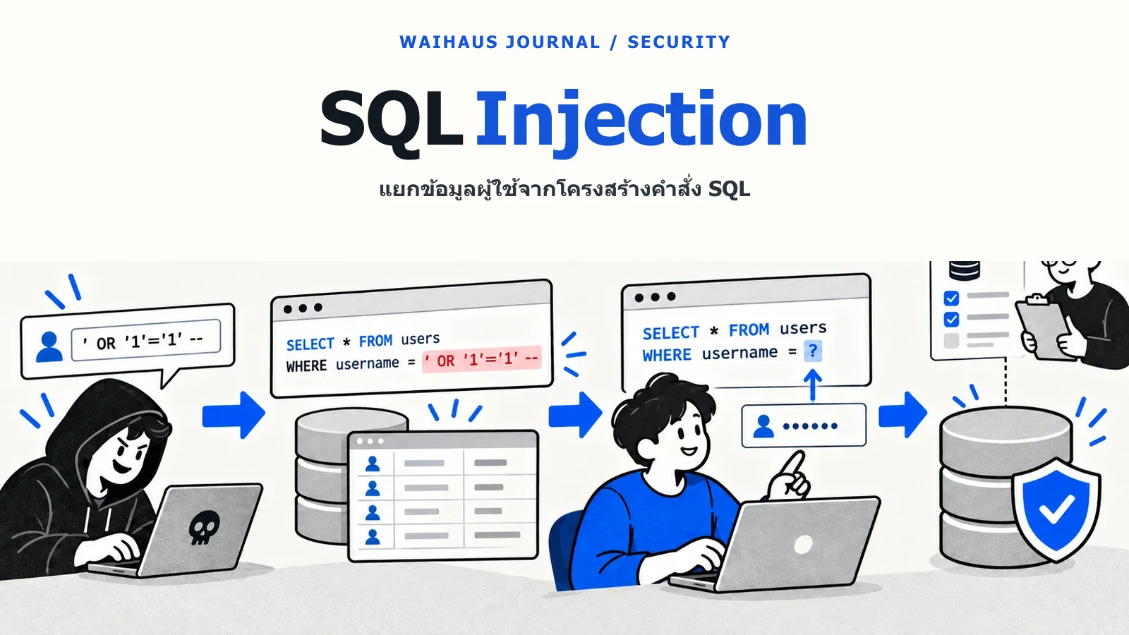 ภาพแยกข้อมูลผู้ใช้จากโครงสร้างคำสั่ง SQL