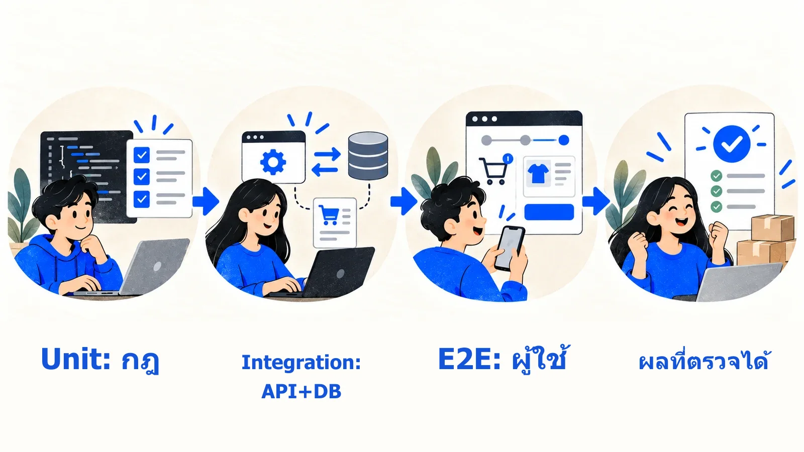 สามระดับทดสอบกับขอบเขตที่ต่างกัน